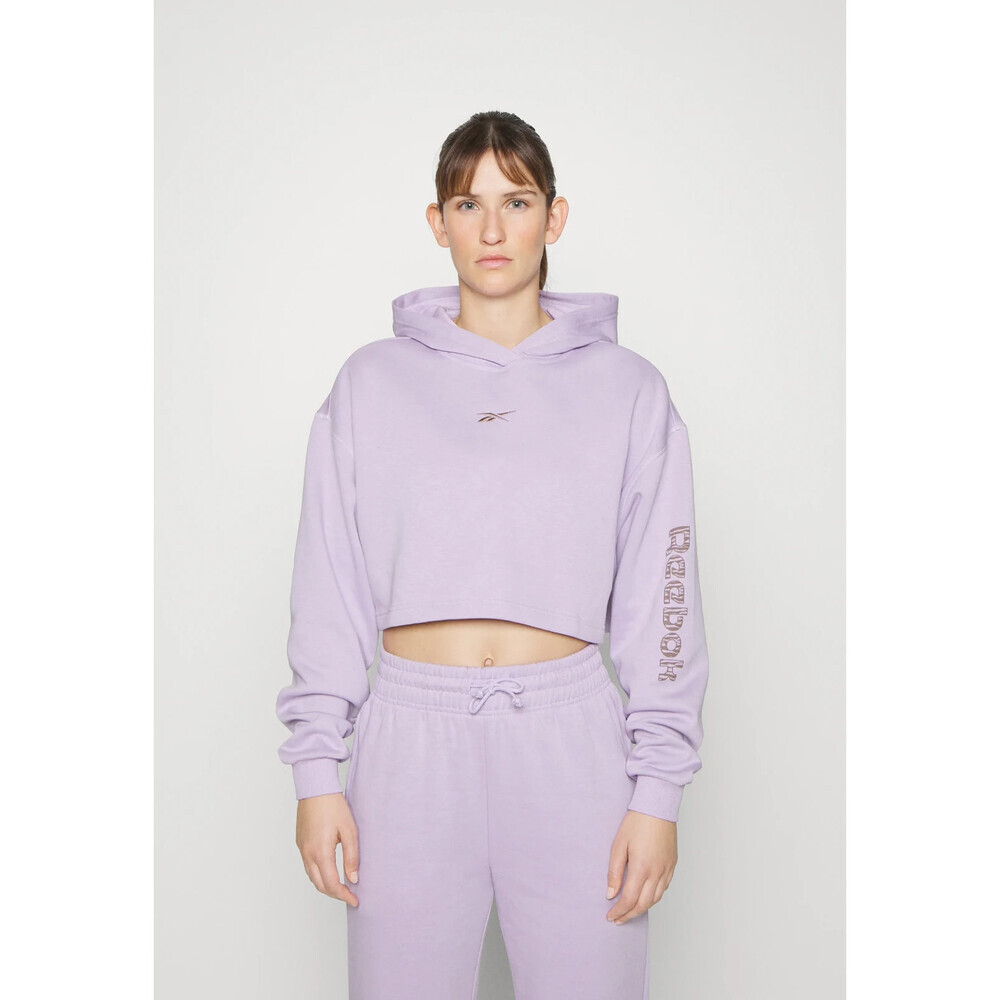 Reebok Modern Safari Cropped Hoodie Women's XS Lavender Cotton Pullover RED929